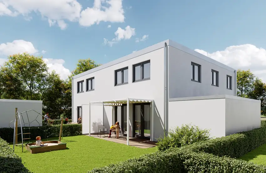 Modernes Doppelhaus mit tollem Garten, Garage und vielen Extras mehr.